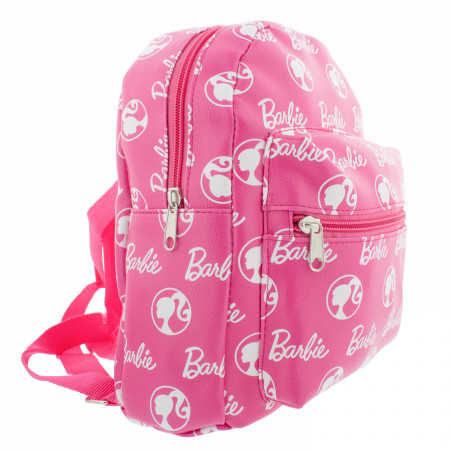Barbie 10" Pink Synthetic Leather All Over Print Backpack